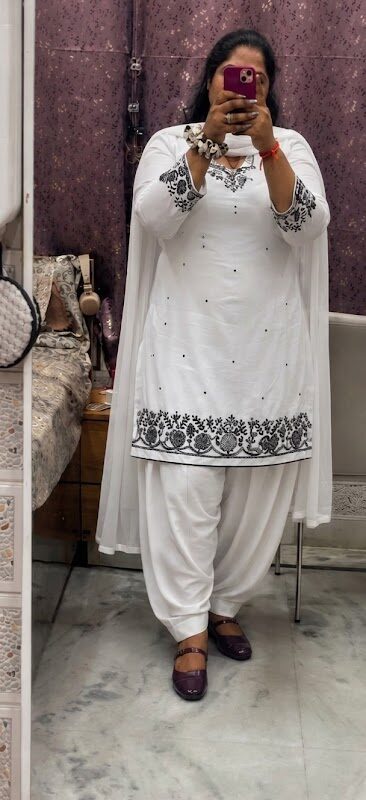White Traditional Patterned Dress