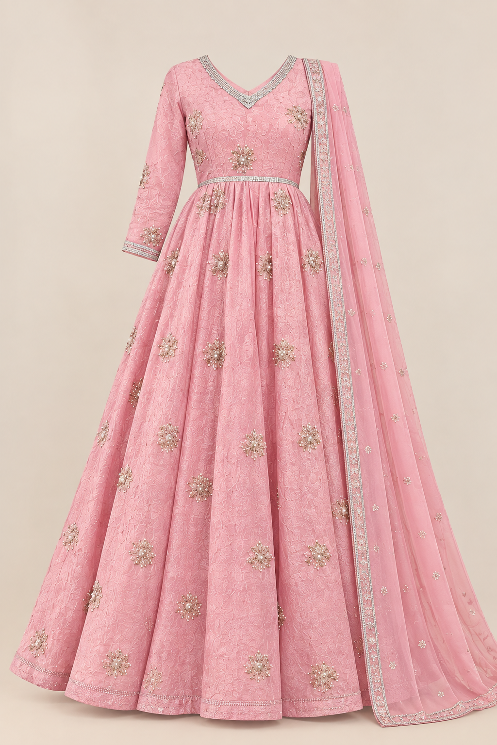 Blush Pink Embroidered Anarkali Gown - Image 2