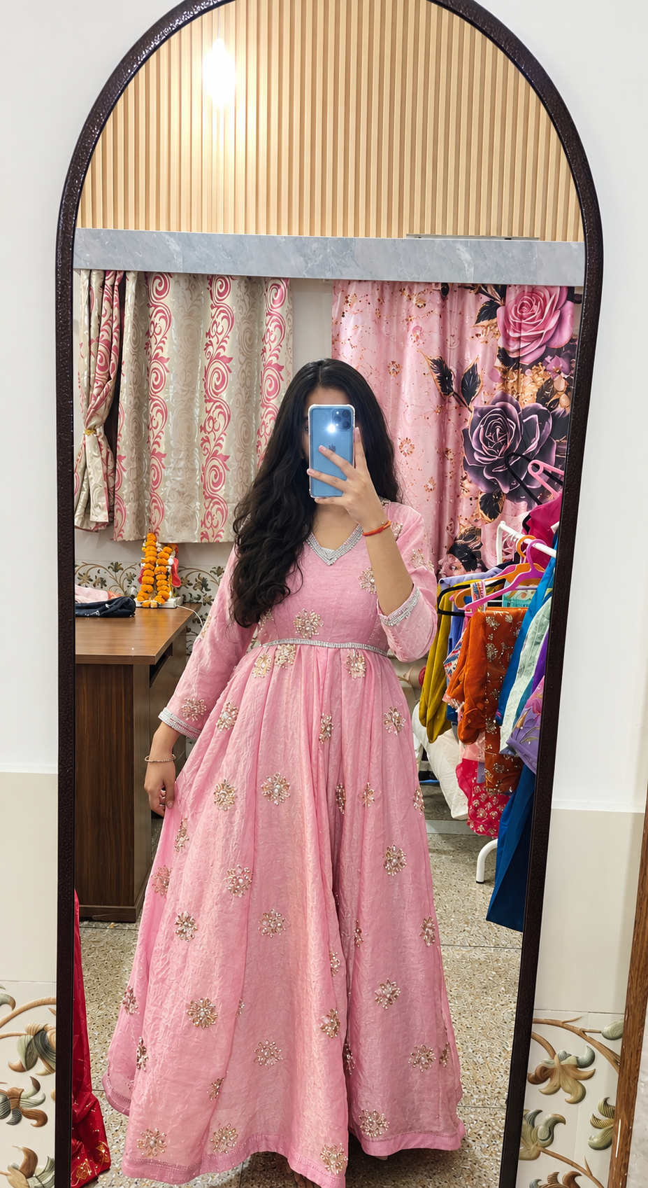 Blush Pink Embroidered Anarkali Gown