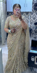 Elegant White Net Saree